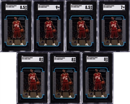 2003-04 Bowman Chrome #123 LeBron James Rookie Card SGC-Graded Collection (7 Different) 